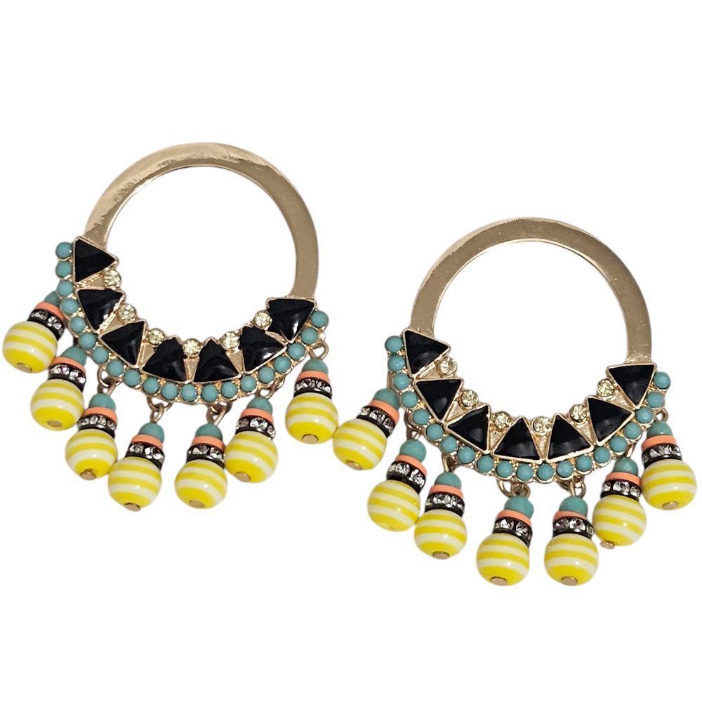 Colorful Womens Tribal Boho Beaded Stud Earrings
